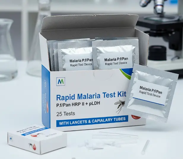 Malaria Differential P.f/Pan Ag Test (HRP II+ pLDH) POCT (Lancet, Capillary tube, Alcohol swab Incld.) - 25 tests
