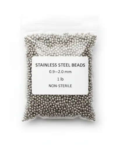 [0508-SSB14B] Stainless Steel Beads-0.9–2.0 mm, 1 lb, Non-Sterile